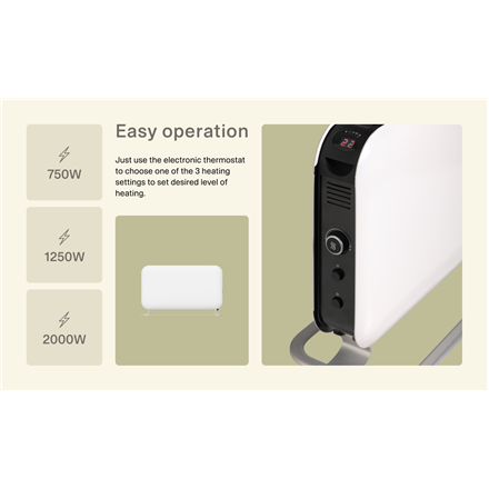 Mill | Heater | SG2000LED | Convection Heater | 2000 W | Number of power levels 3 | Suitable for rooms up to 5-20 m² | White