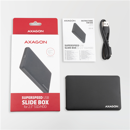 AXAGON Screwless USB 3.2 Gen 1 - SATA 6G external box for 2.5" SSD/HDD | EE25-SL