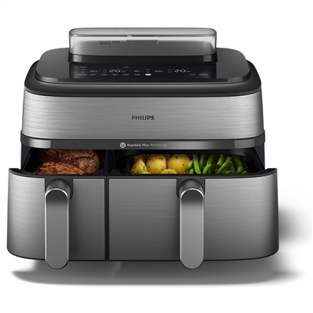 Philips Dual Basket Airfryer | NA555/00 5000 series | Power 2750 W | Capacity 9 L | RapidAir Plus | Silver