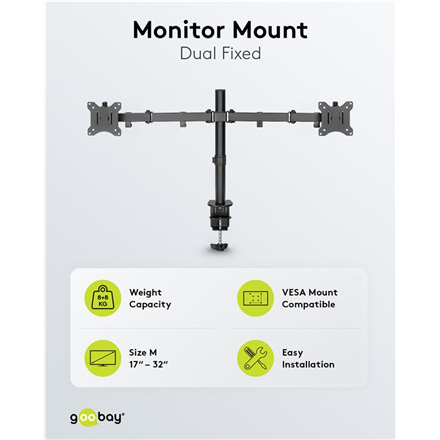 Goobay Dual Monitor Mount Flex | Swivel, Tilt, Rotation | 17-32 " | Maximum weight (capacity) 8 kg | Black