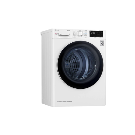 LG | Dryer Machine | RH80V3AV6N | Energy efficiency class D | Front loading | 8 kg | LED | Depth 69 cm | Wi-Fi | White