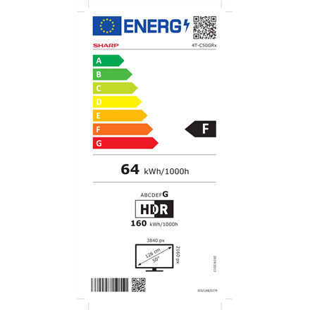 Sharp 50GR8265E 50" (126cm) 4K Ultra HD QLED Smart Google Frameless TV, 144Hz, Dolby Vision IQ, Dolby Atmos, Harman/Kardon | Sharp 50GR8265E | 50" | Smart TV | Google TV | 4K Ultra HD