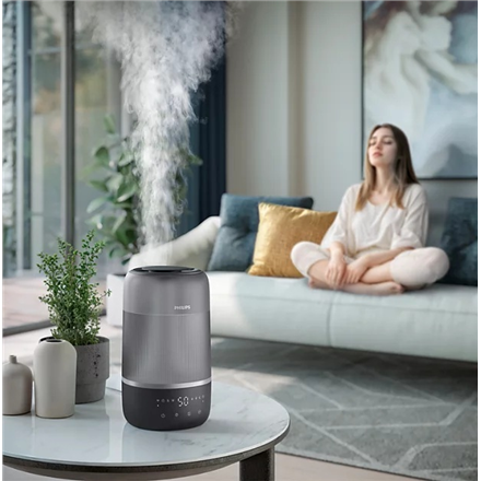 Philips | Humidifier | HU1510/03 Series 1000 | 19.6 W | Water tank capacity 3 L | Suitable for rooms up to 41 m² | Ultrasonic | Humidification capacity 275 ml/hr | Grey/Silver