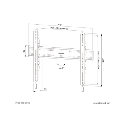 Neomounts Wall mount | WL30S-850BL16 TV mount | Micro adjustment | 42-86 " | Maximum weight (capacity) 60 kg | Black