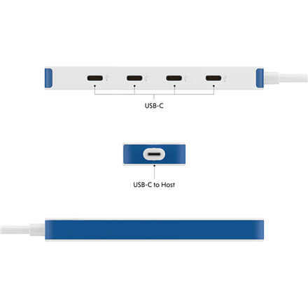 Hyper HyperDrive Flex 4 Port USB-C Hub, White/Blue | HD5201BUGL