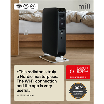 Mill | Heater | OIL1500WIFI3 Gentle Air | Oil Filled Radiator | 1500 W | Suitable for rooms up to 22 m² | Black