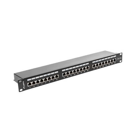 Lanberg | Patch Panel 24 Port 1U 19" CAT.5E FT with Cable Organizer Shielded | PPS5-1024-B | Black