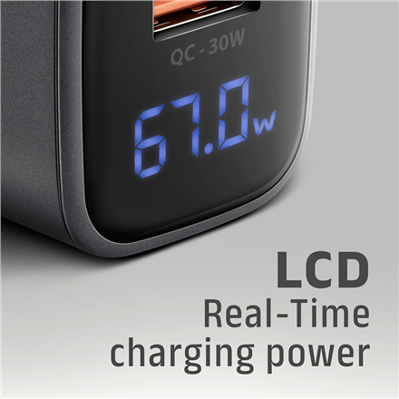 AXAGON Wall charger 67W, USB-A + USB-C, PD3.0/PPS/QC4+/SF | ACU-PQ67D