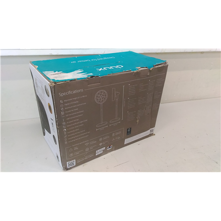 SALE OUT. Duux | Smart Fan | Whisper Flex Smart Black with Battery Pack | Stand Fan | USED, DAMAGED PACKAGING, SMALL MARKS ON STAND, BATTERY NOT WORKING, CRACK ON BACK | Black | Diameter 34 cm | Number of speeds 26 | Oscillation | 2-22 W | Remote control | Timer
