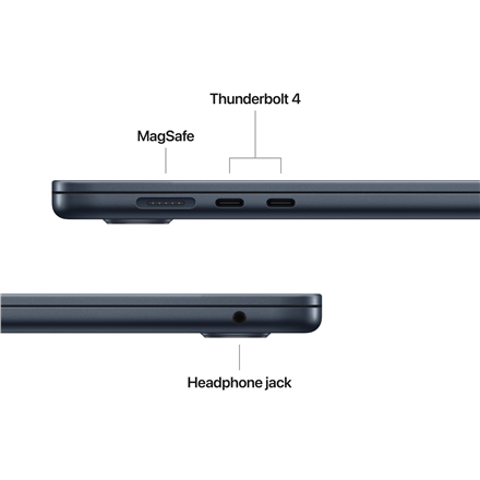 Apple MacBook | Air | Midnight | 15 " | 2880 x 1864 pixels | Apple M4 | 16 GB | Solid-state drive capacity 256 GB | Apple M4 chip 10-core CPU/10-core GPU | macOS | 802.11ax | Bluetooth version 5.0 | Keyboard language Russian | Keyboard backlit | Warranty 12 month(s)