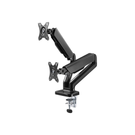 Goobay Desk Mount | Double Monitor Mount with Gas Spring | Swivel, Tilt, Rotation | 17-32 " | Maximum weight (capacity) 9 kg | Black