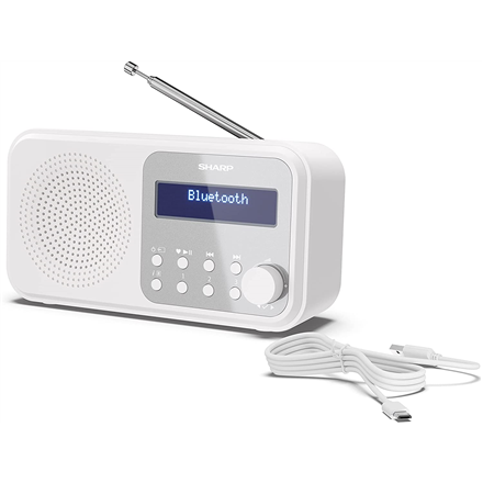 Sharp DR-P420(WH) Tokyo Portable Digital Radio, FM/DAB/DAB+, Bluetooth 5.0, USB or Battery Powered, Snowy White | Sharp | Tokyo Portable Digital Radio | DR-P420(WH) | Bluetooth | White