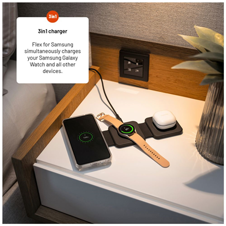 Fixed | Wireless Foldable Charger 3in1 Flex for Samsung | FIXFLE-SA-BK | Black