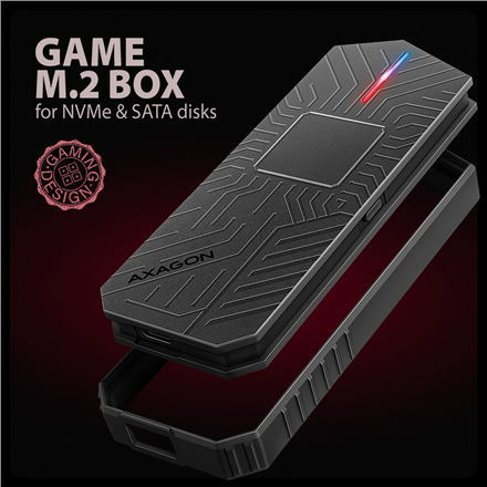 AXAGON USB-C 10Gbps - M.2 NVMe and SATA SSD GAME M.2 box | EEM2-GAM