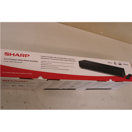 SALE OUT. | Sharp | 2.0.2 Compact Dolby Atmos Soundbar | HT-SB700 | 140 W | DEMO | Bluetooth | Black | Wireless connection
