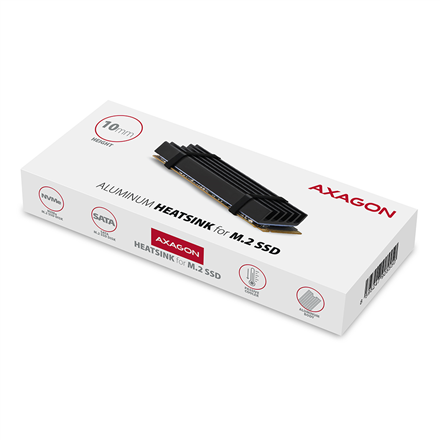AXAGON Passive aluminum heatsink for all M.2 SSDs, size 2280, high 10 mm | CLR-M2L10
