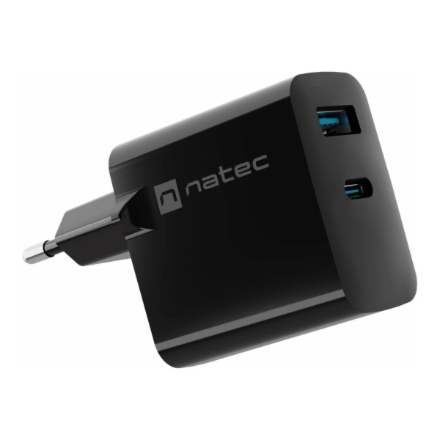 Natec Ribera USB Charger, 1x USB-A, 1x USB-C, 45 W | NUC-2143