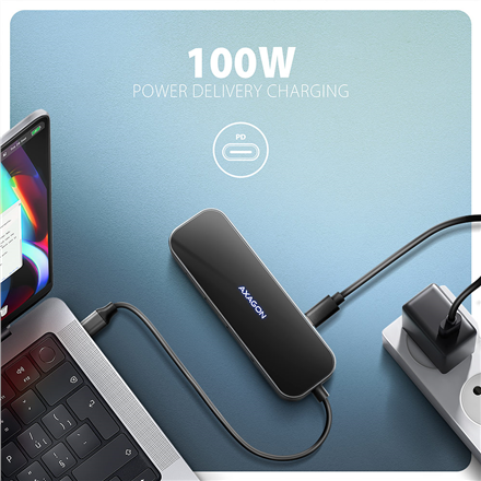 AXAGON USB-C 5Gbps GLASS 6in1 Hub | HMC-6GLN