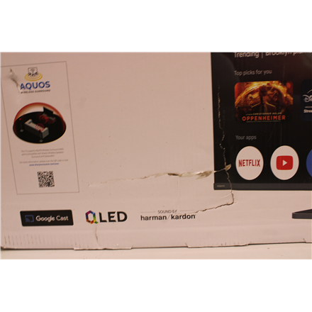 SALE OUT. Sharp 43HR7265E 43" (108cm) QLED 144Hz 4K Ultra HD Google TV, Dolby Vision IQ, Dolby Atmos, Central Stand | SALE OUT. Sharp 43HR7265E | 43 | Smart TV | Google TV | Black | DAMAGED PACKAGING