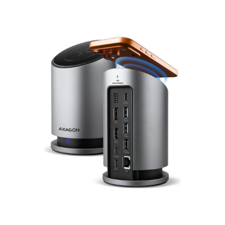 AXAGON USB-C 10Gbps Wireless Charging 9in1 hub | HMC-WL9