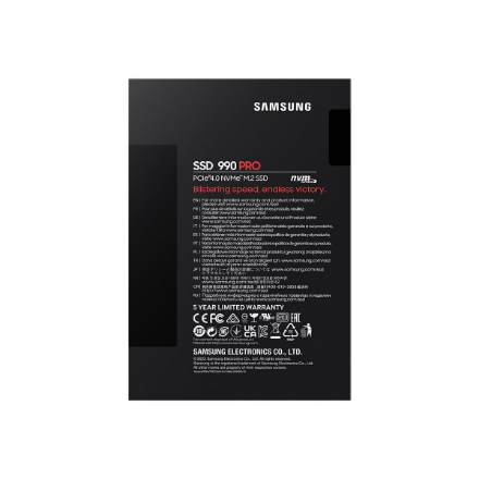 Samsung | 990 PRO | 2000 GB | SSD form factor M.2 2280 | Solid-state drive interface PCIe Gen4x4 | Read speed 7450 MB/s | Write speed 6900 MB/s