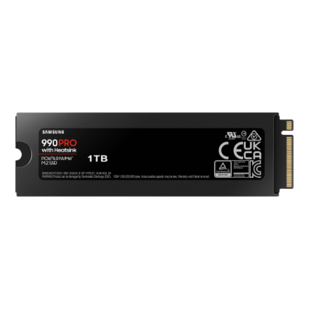 Samsung | 990 PRO with Heatsink | 1000 GB | SSD form factor M.2 2280 | Solid-state drive interface M.2 NVMe | Read speed 7450 MB/s | Write speed 6900 MB/s