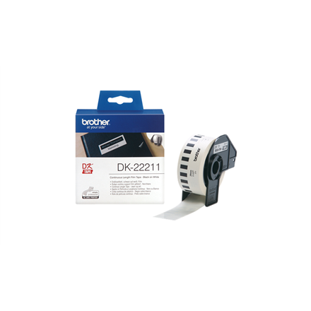Brother | DK-22211 Continuous Length Paper Label | Black, White | DK | 29mm | 15.24 m