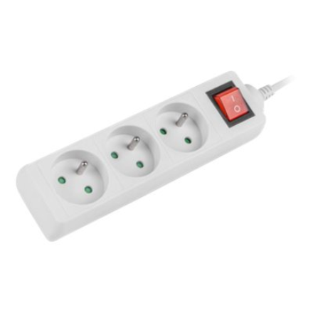 Lanberg Cable Power Strip 3M 3X French Outlets with Switch, Quality-Grade Copper | PS1-03E-0300-W