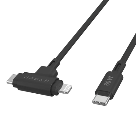 Hyper | HyperJuice Silicone USB-C to USB-C and Lightning Hybrid 60W Cable