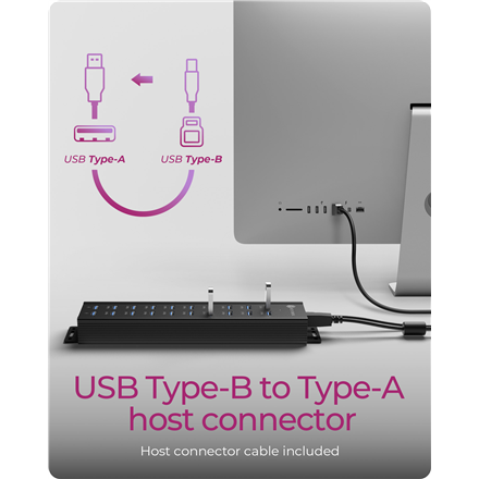 Raidsonic | 20-in-1 USB HUB with power supply, on/off button and mounting brackets | IB-HUB1720-U3