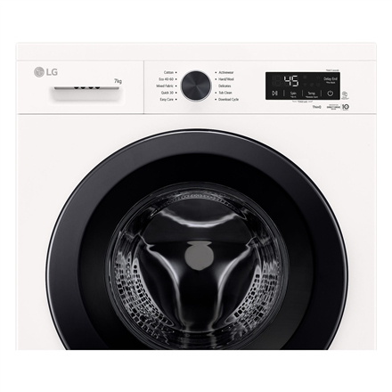 LG F2X10S7NWK | Washing Machine | Energy efficiency class A | Front loading | Washing capacity 7 kg | 1200 RPM | Depth 44 cm | Width 60 cm | Display | LED | Steam function | Essence White (Glossy) | Wi-Fi