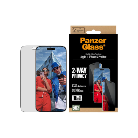 PanzerGlass Screen protector | Apple | iPhone 17 Pro Max | Glass | Transparent | Ultra-Wide Fit w. EasyAligner