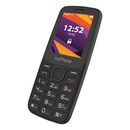 myPhone 6410 LTE | Black | 2.4 " | TFT | 64 MB | 128 MB | Dual SIM | Nano SIM | USB version Type-C | Built-in camera | Main camera resolution 0.3 MP | 1400 mAh
