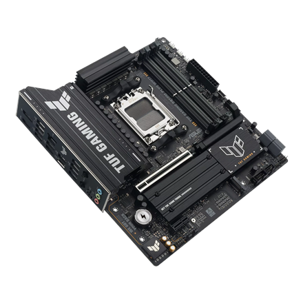 Asus TUF GAMING B850M-PLUS WIFI7 | Processor family AMD | Processor socket AM5 | DDR5 | Supported hard disk drive interfaces SATA, M.2 | Number of SATA connectors 4