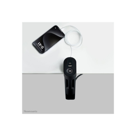 Neomounts | Desk socket with clamp and USB-C and USB-A ports - Quick charge | DS22-840BL6 | Black