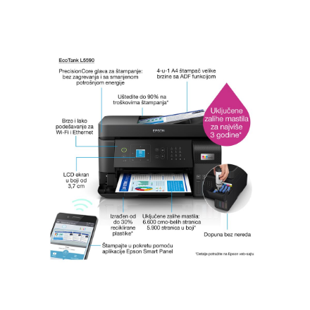 Epson | Multifunctional printer | EcoTank L5590 | Inkjet | Colour | Inkjet Multifunctional Printer | A4 | Wi-Fi | Black