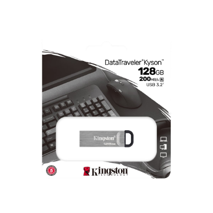 Kingston | USB Flash Drive | DataTraveler Kyson | 128 GB | USB 3.2 Gen 1 | Black/Grey