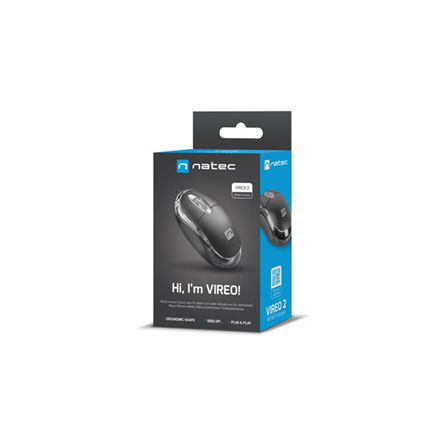 Natec Mouse, Vireo 2, Wired, 1000 DPI, Optical, Black | Natec | Mouse | Optical | Wireless | Green