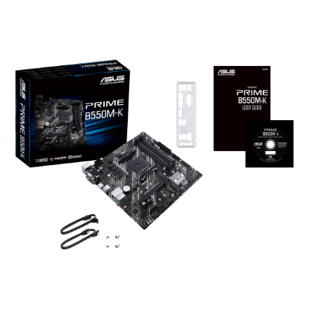 Asus | PRIME B550M-K | Processor family AMD | Processor socket AM4 | DDR4 | Memory slots 4 | Chipset AMD B | Micro ATX