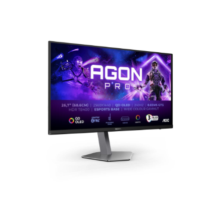 AOC | AG276QZD2 | 26.7 " | OLED | QHD | 16:9 | 240 Hz | 0.03 ms | 2560 x 1440 pixels | 250 cd/m² | HDMI ports quantity 2