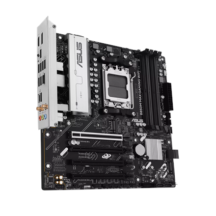 Asus B850M MAX GAMING WIFI | Processor family AMD | Processor socket AM5 | DDR5 | Supported hard disk drive interfaces SATA, M.2 | Number of SATA connectors 4