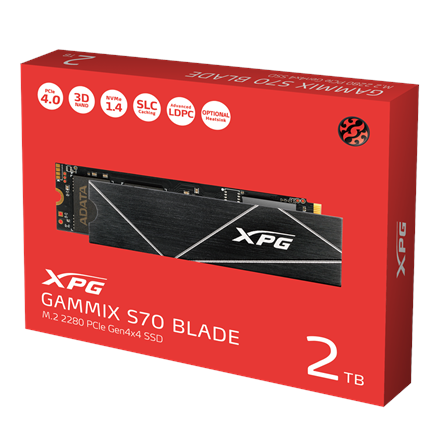 ADATA | XPG Gammix S70 BLADE | 2000 GB | SSD form factor M.2 2280 | Solid-state drive interface  PCIe Gen4x4 | Read speed 7400 MB/s | Write speed 6400 MB/s