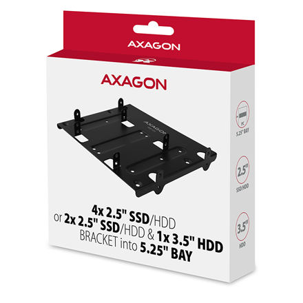 AXAGON Metal frame for mounting four 2.5" disks or two 2.5" disks and one 3.5" disk in a 5.25" position | RHD-435