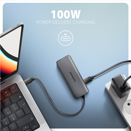 AXAGON USB 5Gbps hub, 3x USB-A, HDMI 4k/30Hz, PD 100W, 100cm USB-C cable | HMC-5H
