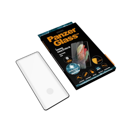 PanzerGlass | Samsung | Galaxy S21 Ultra Series | Antibacterial glass | Black | Case Friendly, Compatible with the in-screen fingerprint reader | Antifingerprint screen protector