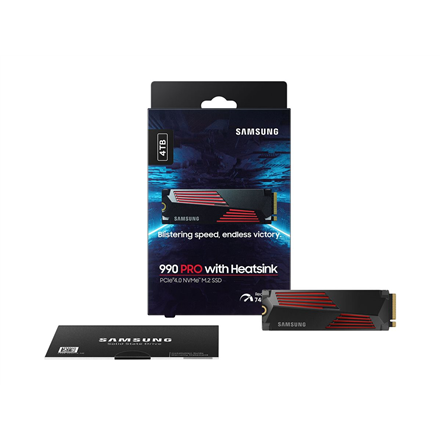 Samsung | 990 PRO with Heatsink | 4000 GB | SSD form factor M.2 2280 | Solid-state drive interface M.2 NVME | Read speed 7450 MB/s | Write speed 6900 MB/s