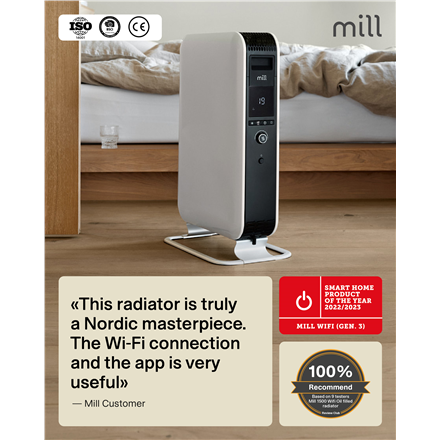 Mill | Heater | OIL1500WIFI3 GEN3 | Oil Filled Radiator | 1500 W | Number of power levels 3 | Suitable for rooms up to 25 m² | White/Black