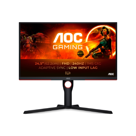 AOC | Monitor | 25G3ZM/BK | 24.5 " | VA | FHD | 16:9 | 240 Hz | 1 ms | 1920 x 1080 | 300 cd/m² | HDMI ports quantity 2 | Black/Red | Warranty 36 month(s)