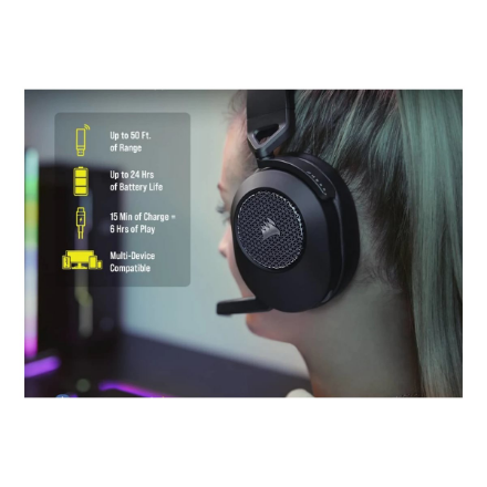 Corsair | Gaming Headset | HS65 | Wireless | Over-Ear | Microphone | Carbon | Wireless