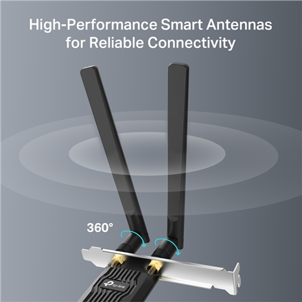 TP-LINK AX900 Wi-Fi 6 Bluetooth PCIe Adapter | Archer TX10E | 802.11ax | MU-MiMO Yes | no PoE | Antenna type Two High Gain Dual-Band Antennas